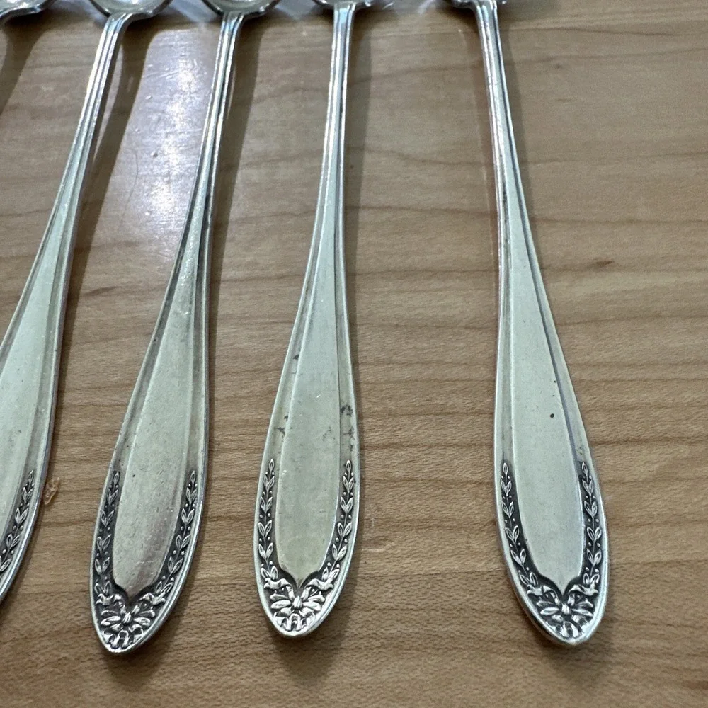 Oneida Community Par Plate Bridal Wreath Silverplate Iced Tea Spoons Set of 6